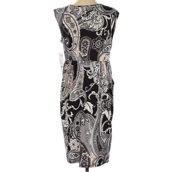 NY Collection Paisley Print Black Dress Macys Women's Medium M - Picture 11 of 13
